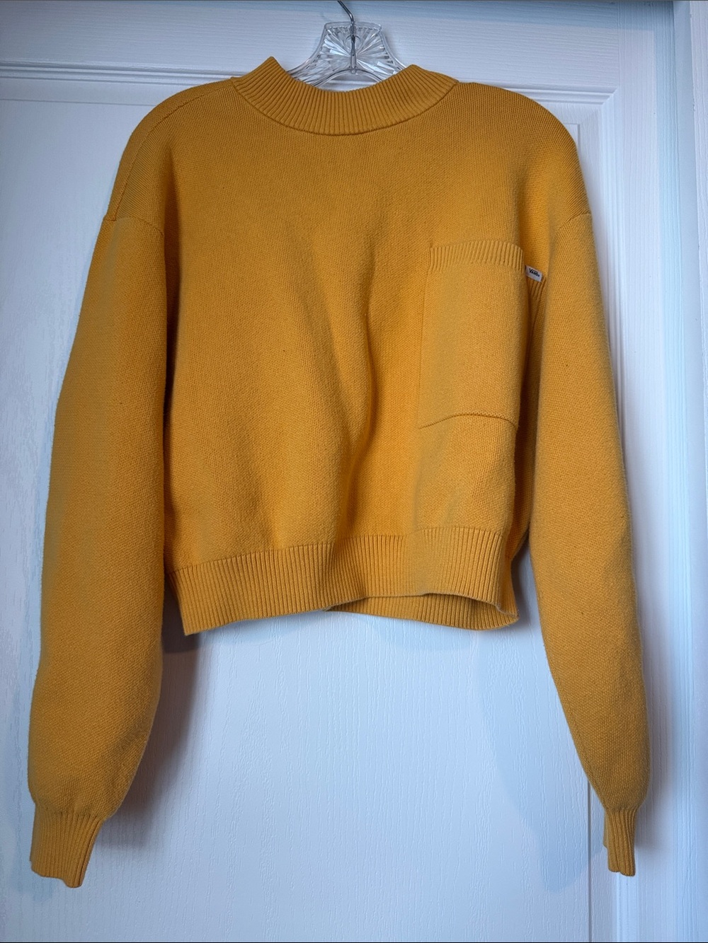 Vans Women's Mustard Crewneck Pocket Sweater SZ L